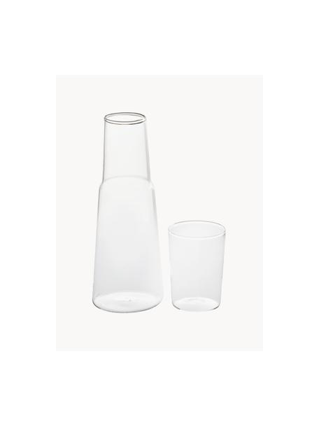 Handgefertigte Wasserkaraffe und Wasserglas Torre, 2er-Set, Borosilikatglas, Transparent, Set mit verschiedenen Grössen
