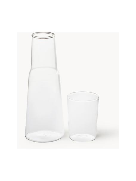 Set de jarra y vaso artesanales Torre, 2 pzas., Vidrio de borosilicato, Transparente, Set de diferentes tamaños