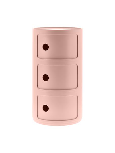 Contenitore di design con 3 cassetti Componibili Bio, 100% biopolimero da materie prime rinnovabili, Rosa opaco, Ø 32 x Alt. 59 cm