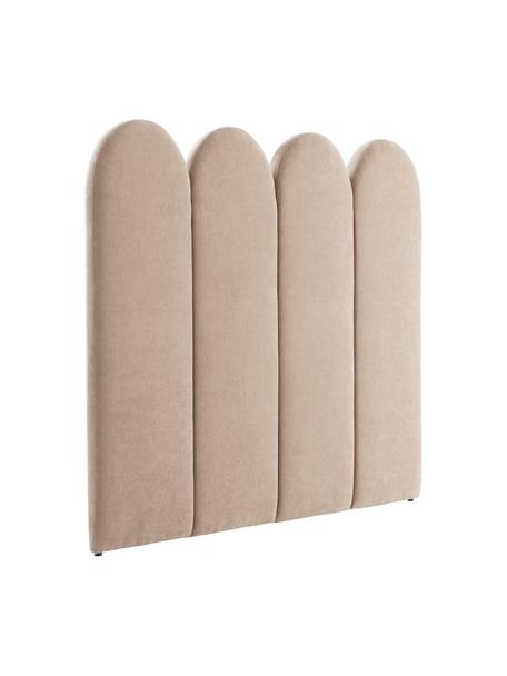 Testiera imbottita in ciniglia Miami, Rivestimento: 100% poliestere Con 33.00, Struttura: legno di pino certificato, Tessuto beige, Larg. 125 x Alt. 124 cm
