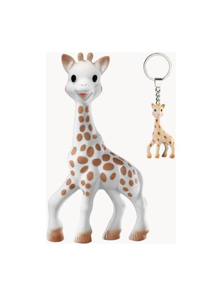Komplet zabawki i breloka Sophie la girafe, 2 elem., 100% naturalny kauczuk, Biały, brązowy, Komplet z różnymi rozmiarami