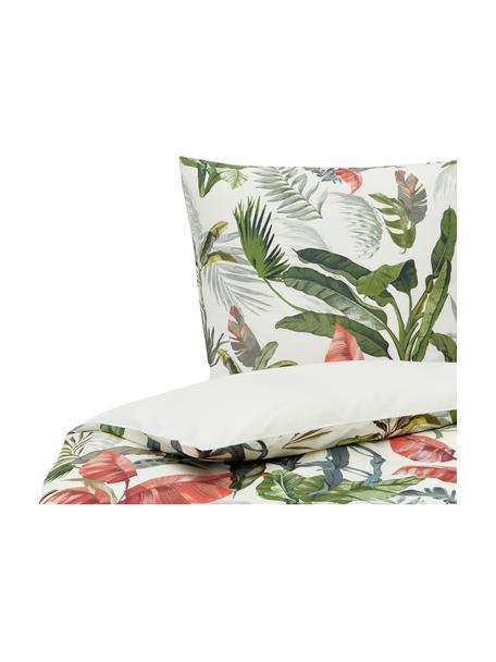 Posteľná bielizeň z bavlneného perkálu s tropickou potlačou Tropicana, Predná strana: viacfarebná Zadná strana: krémovobiela, 155 x 220 cm + 1 vankúš 80 x 80 cm