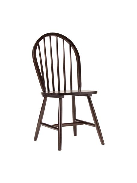 Sedia Windsor in legno marrone scuro Megan 2pz, Legno di albero della gomma laccato, Legno di albero della gomma laccato marrone, Larg. 46 x Prof. 51 cm