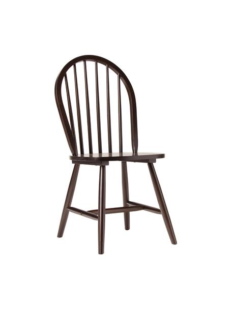 Windsor-Holzstühle Megan in Dunkelbraun, 2 Stück, Kautschukholz, lackiert, Kautschukholz, braun lackiert, B 46 x T 51 cm