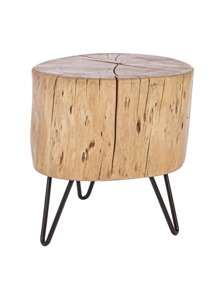 Stolik pomocniczy z drewna akacjowego Arthur, Blat: drewno akacjowe, Nogi: metal, Brązowy, czarny, S 35 x W 35 cm
