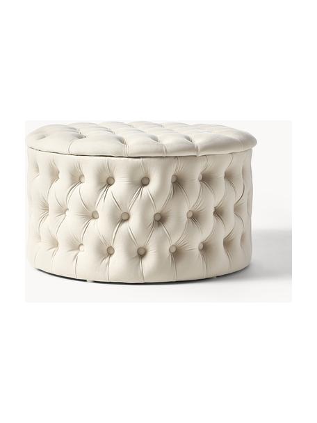 Grand pouf en velours avec rangement Chiara, Velours beige clair, Ø 70 x haut. 42 cm