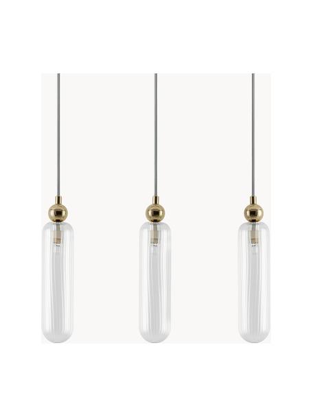 Lampada a sospensione con luce regolabile Cluster, Paralume: vetro, Struttura: metallo rivestito, Trasparente, dorato, Larg. 50 x Alt. 204 cm