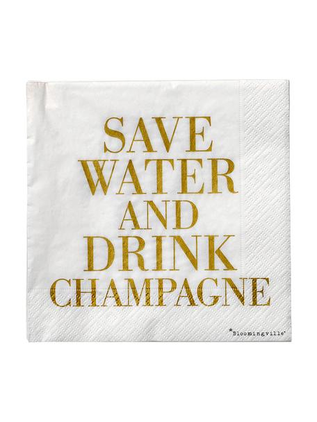 Serwetka z papieru Save Water, 20 szt., Papier, Odcienie złotego, biały, S 33 x D 33 cm