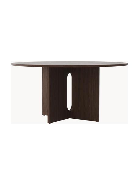 Kulatý jídelní stůl z dubové dýhy Androgyne, různé velikosti, Dřevovláknitá deska střední hustoty (MDF) s dubovou dýhou, Tmavé dřevo, Ø 150 cm