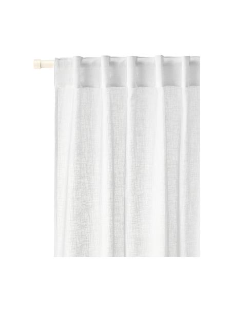 Rideau semi-transparent avec ruflette à passants cachés Ibiza, 2 pièces, 100 % polyester, Blanc, larg. 135 x long. 260 cm