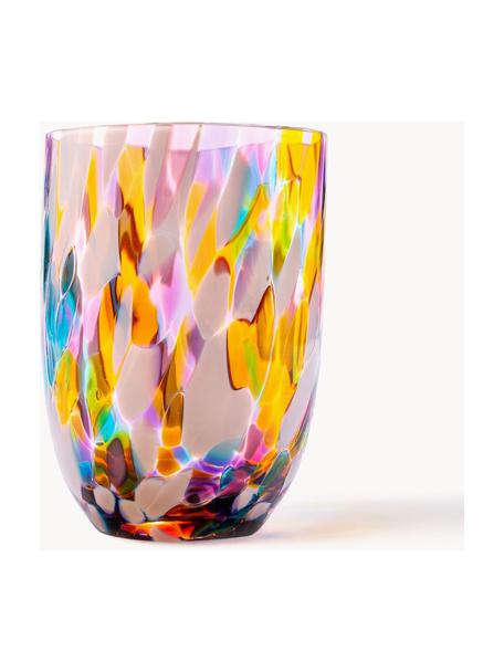 Set de vasos de agua pequeños artesanales Splash, 6 uds., Vidrio, Multicolor, Ø 7 x Al 10 cm, 250 ml