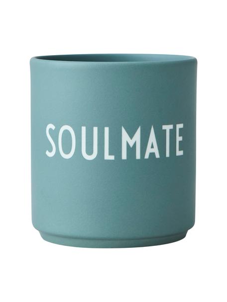 Design beker Favourite SOULMATE met opschrift, Beenderporselein (porselein)
Fine Bone China is een zacht porselein, dat zich vooral onderscheidt door zijn briljante, doorschijnende glans., Jade groen (Soulmate), Ø 8 x 9 cm, 250 ml