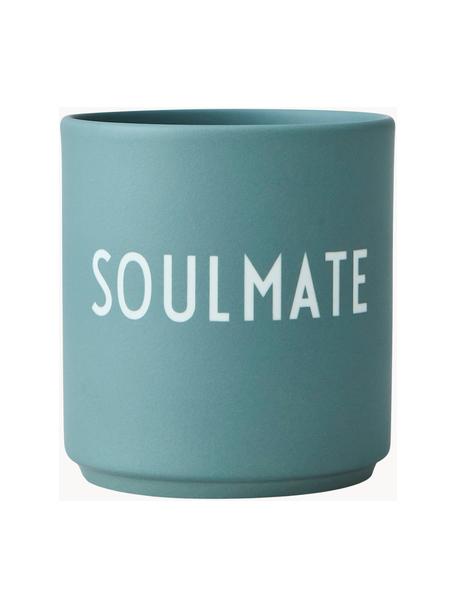 Design beker Favourite SOULMATE met opschrift, Beenderporselein (porselein)
Fine Bone China is een zacht porselein, dat zich vooral onderscheidt door zijn briljante, doorschijnende glans., Petrol (Soulmate), Ø 8 x 9 cm, 250 ml