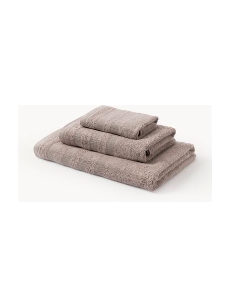 Set de toallas Camila, 4 uds., Malva, Set de 3 (toalla tocador, toalla lavabo y toalla ducha)