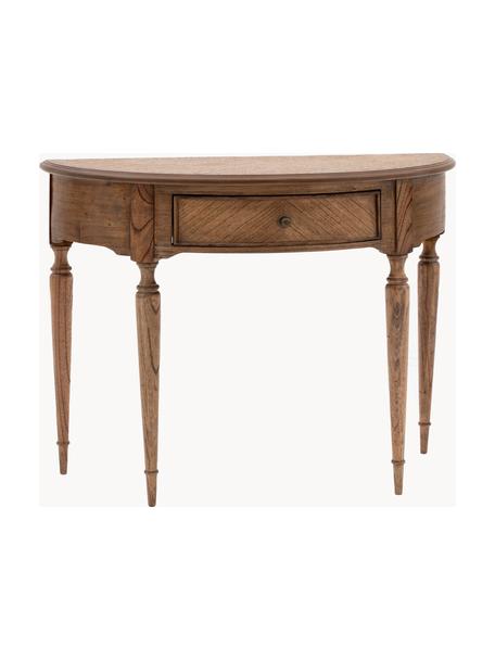 Halfronde houten console Madison met lade, Mindihoutkleurig, B 93 x H 73 cm