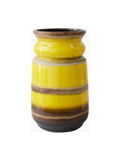 Vaso in ceramica fatto a mano Grand, alt. 47 cm, Ceramica, Giallo limone, marrone scuro, Ø 29 x Alt. 47 cm