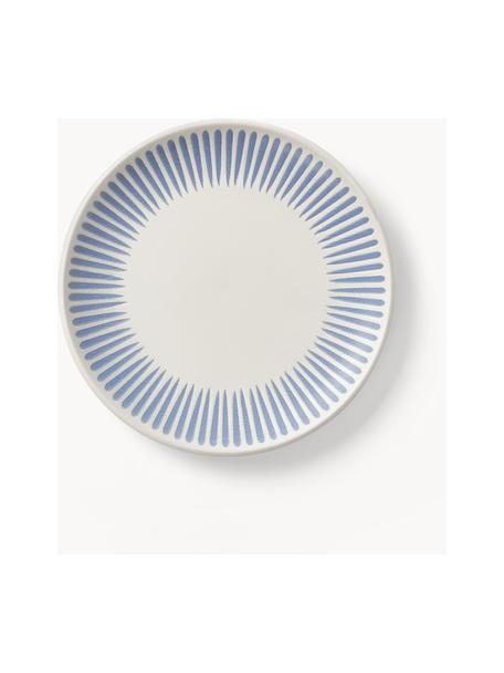 Assiettes à dessert avec motif à rayures Zabelle, 4 pièces, Grès cérame, Blanc crème, bleu, Ø 23 x haut. 3 cm