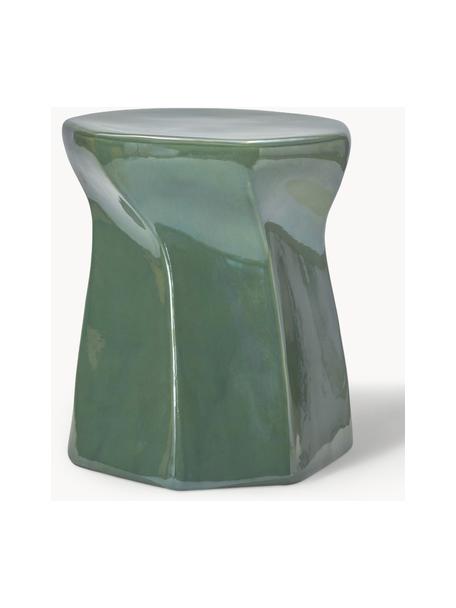 Taburete artesanal Modern, Gres, Verde salvia, Ø 36 x Al 43 cm
