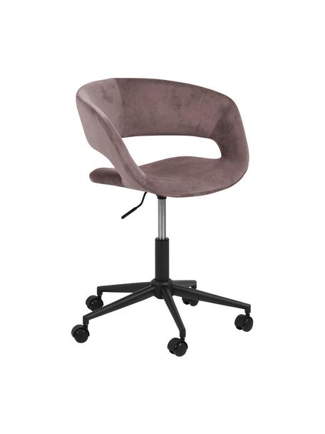 Krzesło obrotowe z aksamitu Grace, Tapicerka: aksamit poliestrowy Dzięk, Stelaż: metal malowany proszkowo, Aksamitny brudny różowy, S 56 x G 54 cm