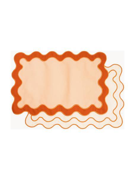 Tischsets Wave, 4er-Set, 65 % Polyester, 35 % Baumwolle, Peach, Terrakotta, B 35 x L 50 cm