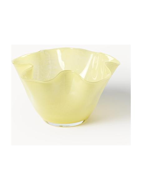 Mundgeblasene Glas-Dekoschale Inaya, Glas, mundgeblasen, Hellgelb, Ø 29 x H 15 cm
