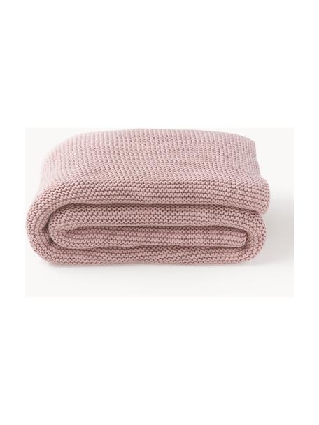Pletený pléd Adalyn, 100 % bio bavlna, s certifikátem GOTS, Světle růžová, Š 150 cm, D 200 cm