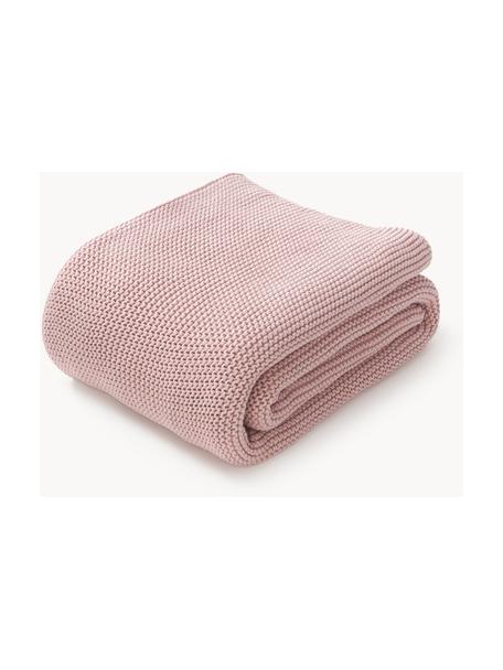 Gebreide plaid Adalyn, 100% biokatoen, GOTS-gecertificeerd, Lichtroze, B 150 x L 200 cm