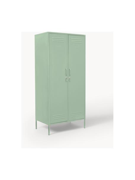 Kleiner Kleiderschrank The Twinny, Stahl, pulverbeschichtet, Salbeigrün, B 85 x H 183 cm