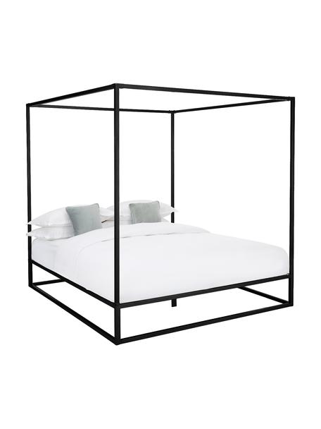 Letto a baldacchino in metallo Belle, Metallo verniciato a polvere, Nero, Larg. 160 x Lung. 200 cm