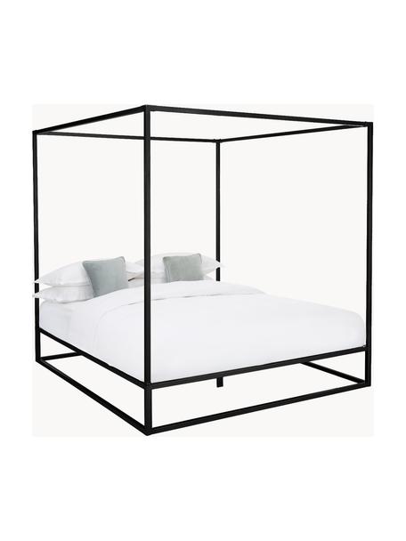 Kovová posteľ s baldachýnom Belle, Kov s práškovým náterom, Čierna, Š 160 x D 200 cm