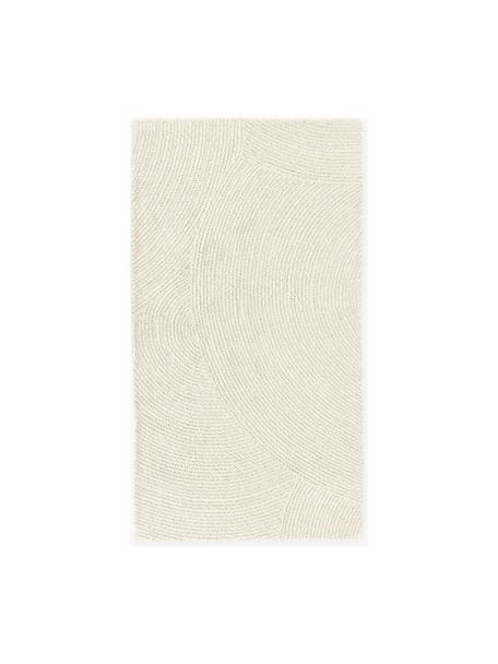 Alfombra artesanal de materiales reciclados Eleni, Parte superior: 100% poliéster, Blanco Off White, An 80 x L 150 cm (Tamaño XS)
