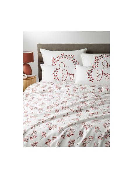 Flanell-Bettdeckenbezug Berries aus Bio-Baumwolle, Webart: Flanell Flanell ist ein k, Weiß, Rot, B 135 x L 200 cm
