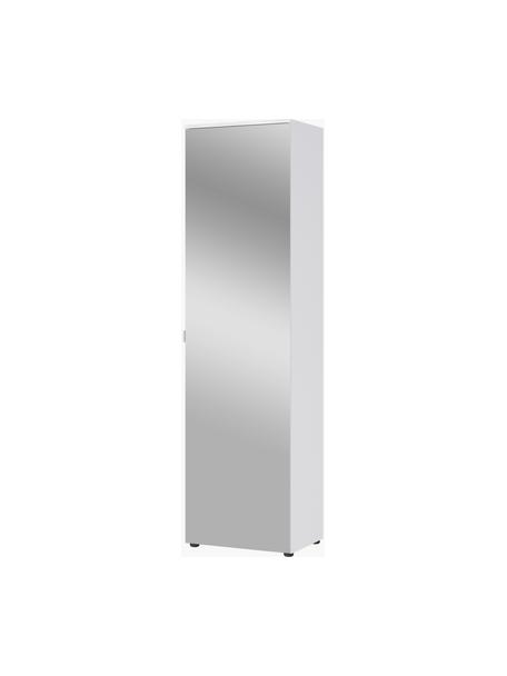 Kleiderschrank Mirabella, Korpus: Spanplatte, melaminharzbe, Front: Spiegelglas, Füße: Kunststoff, Weiß, B 54 x H 199 cm