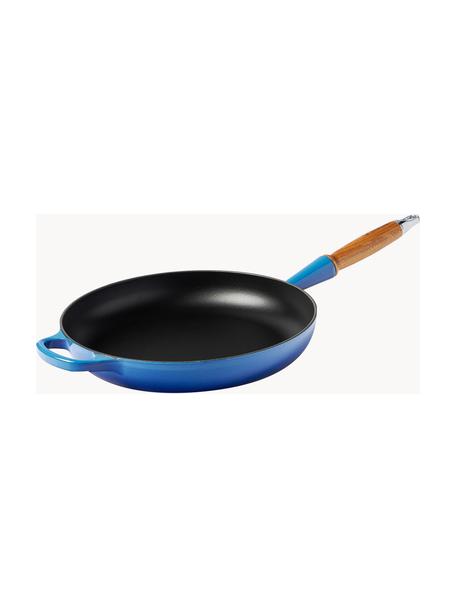Braadpan Signature Collection uit gietijzer met houten handvat, Blauwtinten, Ø 28 x H 8 cm