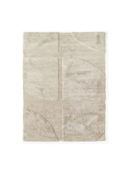 Flauschiger Hochflor-Teppich Jade mit erhabener Hoch-Tief-Struktur, Flor: 100 % Polyester, GRS-zert, Beige, B 300 x L 400 cm (Grösse XL)