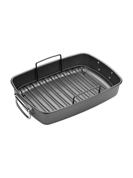 Ovenschaal MasterClass met rooster en antiaanbaklaag, Koolstofstaal met antiaanbaklaag, Zwart, B 40 x H 8 cm