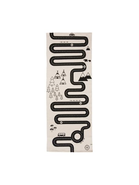 Tappeto in cotone Adventure, Cotone, Bianco latteo, nero, Larg. 70 x Lung. 180 cm