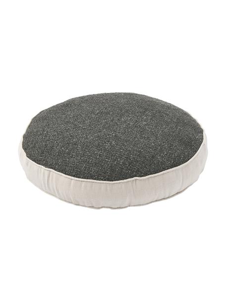 Cuscino arredo rotondo in bouclé con bordino Aya, Grigio scuro, Ø 40 cm