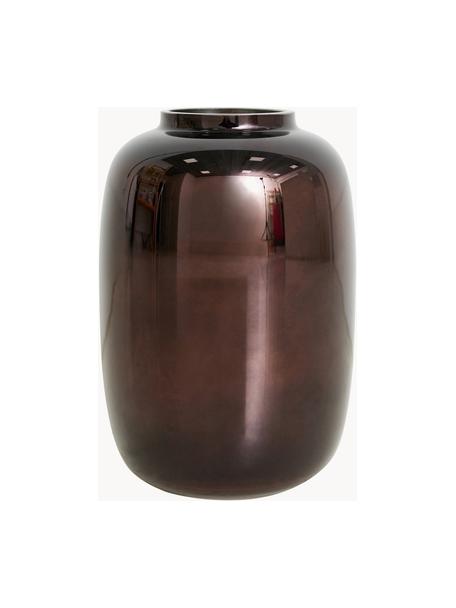 Vase Maina mit Spiegel-Effekt, Glas, Dunkelbraun, Ø 13 x H 20 cm