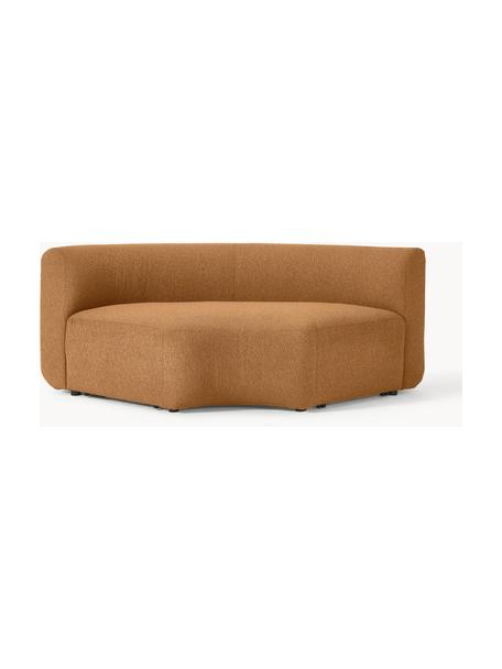 Módulo de esquina redondo en tejido bouclé sofá Sofia, Tapizado: tejido bouclé (100% polié, Estructura: madera de abeto con certi, Patas: plástico, Bouclé marrón claro, An 138 x F 138 cm