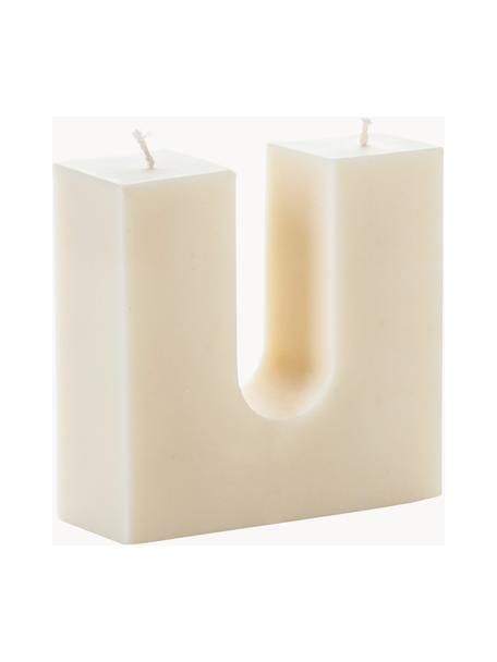 Ručně vyrobená svíčka se dvěma knoty Ella, Vosk, Krémově bílá, Š 11 cm, V 12 cm
