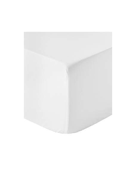 Sábana bajera de percal Elsie, Blanco, Cama 90 cm (90 x 200 cm)