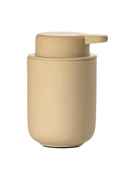 Distributeur de savon en grès cérame Ume, Grès cérame recouvert d'une surface Soft-touch (plastique), Beige, Ø 8 x haut. 13 cm