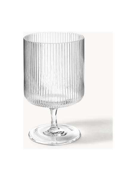 Copas de vino sopladas con relieves Ripple, 2 uds., Vidrio soplado artesanalmente, Transparente brillante, Ø 8 x Al 13 cm, 270 ml