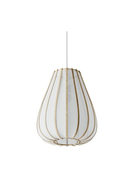 Lampa wisząca z drewna bambusowego Salma, Biały, jasne drewno naturalne, Ø 35 x W 35 cm