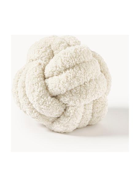 Cojín nudo de borreguillo Dotty, Funda: 100% poliéster (borreguil, Blanco crema, Ø 30 cm