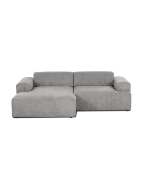 Canapé d'angle 3 places en velours côtelé Melva, Velours côtelé gris, larg. 239 x prof. 143 cm, méridienne à gauche
