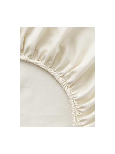 Drap-housse en satin de coton pour sommier tapissier Premium, Beige clair, larg. 160 x long. 200 cm, haut. 35 cm