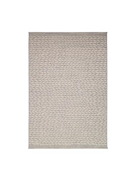 In- & outdoor vloerkleed Braided met bladpatroon, 100% polypropyleen, Grijs, beige, B 120 x L 170 cm (maat S)