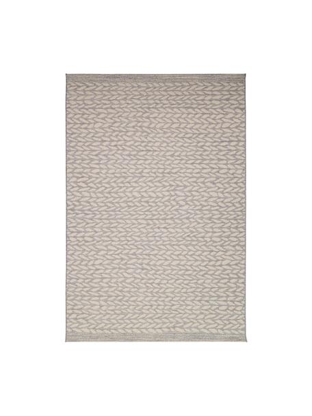 Tapis extérieur tressé à motif feuilles Braided, 100 % polypropylène, Gris, beige, larg. 120 x long. 170 cm (taille S)
